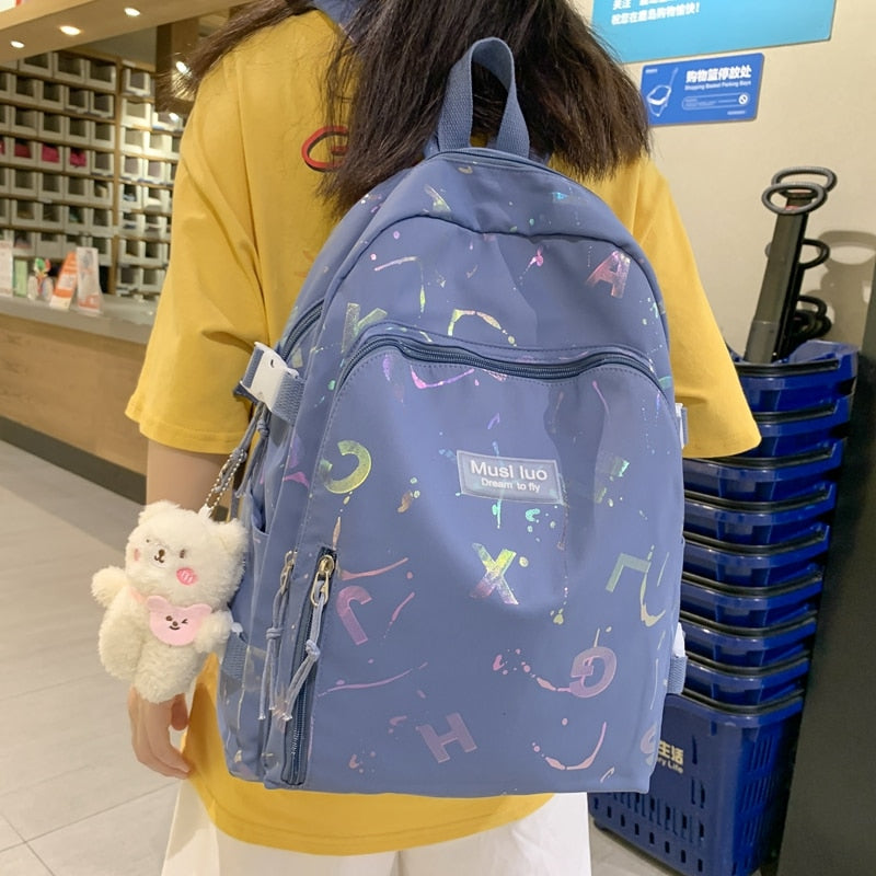 swvws Female Cute Pink College Backpack Cool Women School Bag Girl Travel Book Laptop Backpack Fashion Ladies Trendy Color Student Bag