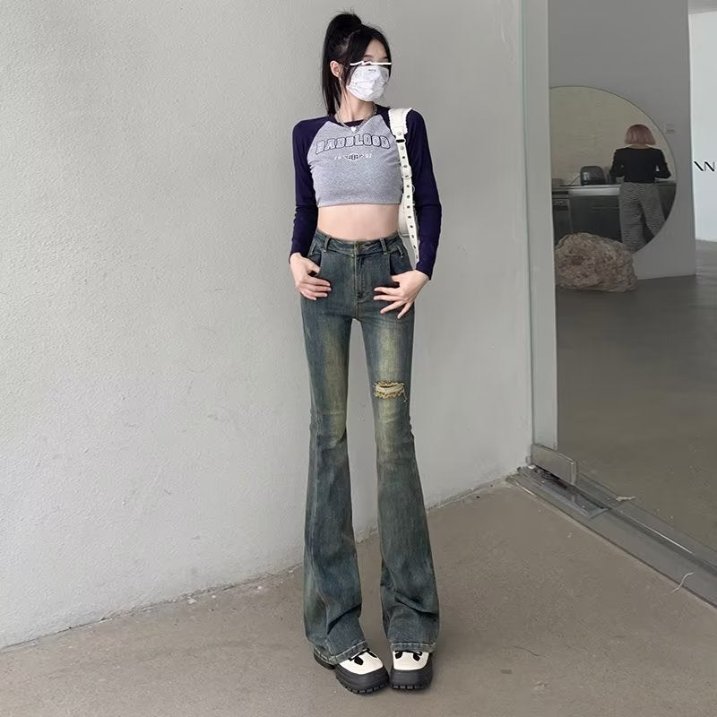 swvws Micro Flared Pants, Spring And Autumn Pants, High Waisted Jeans, Minimalist New Style, Fashionable Harajuku Women's Trend