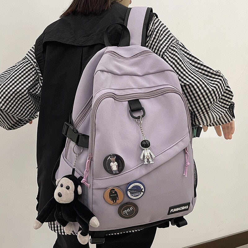 swvws Cool Trendy Ladies Male Badge Bag Men Women Travel Net School Backpack Girl Boy Mesh Student Backpack Female College Bag Fashion