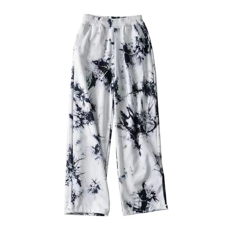 swvws Fashion Tie-Dye Casual Pants  New Summer Women's Loose Wide-Leg Pants Trousers High-Waist Straight-Leg Pants  Joggers Women