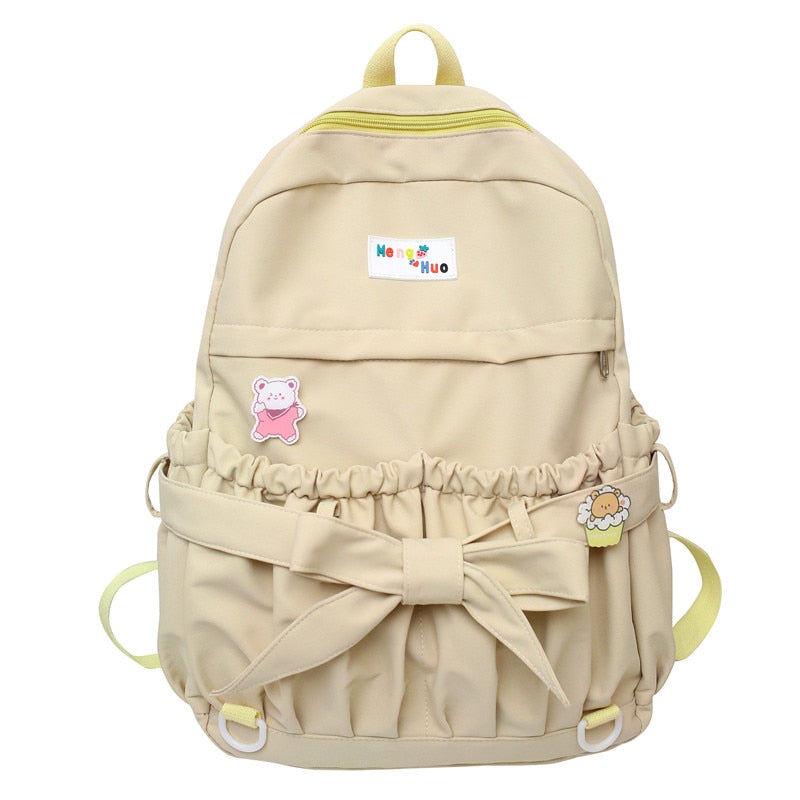 swvws Fashion Kawaii Bow Waterproof Female Laptop Backpack Ladies Nylon College Backpack Trendy Women School Bag Girl Travel Cute Bags