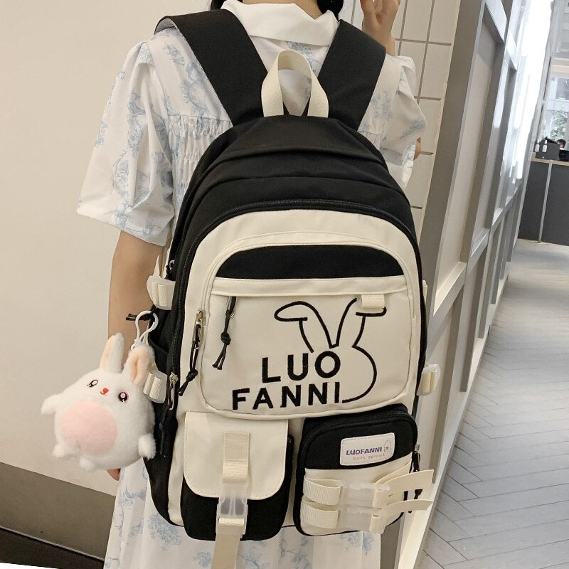 swvws Kawaii Girl Waterproof Travel Embroidery Book Backpack Female Laptop Student Lady College Backpack Fashion Women Cute School Bag