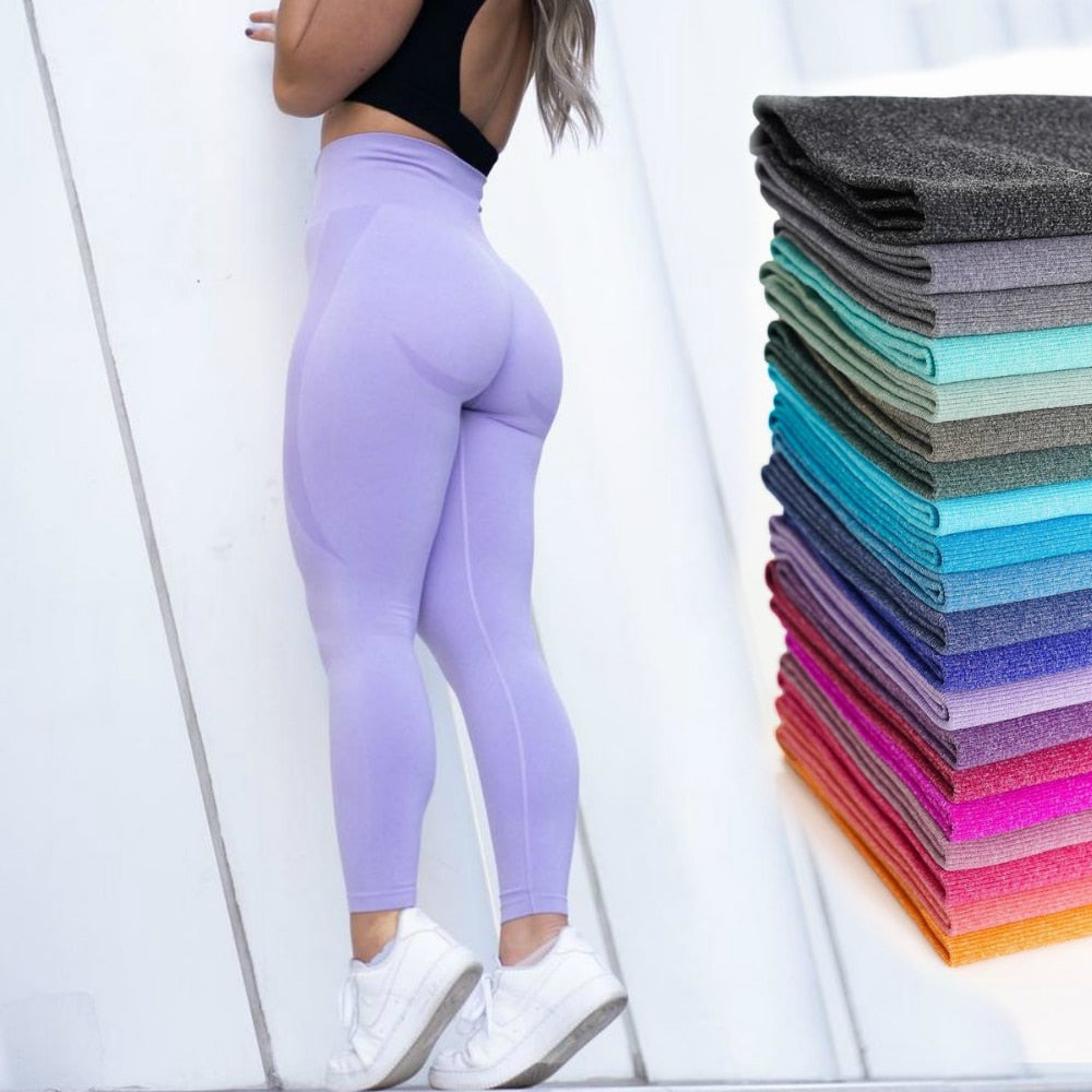 swvws Curve Contour Seamless Leggings Yoga Pants Gym Outfits Workout Clothes Fitness Sport Women Fashion Wear Solid Pink Lilac Stretch