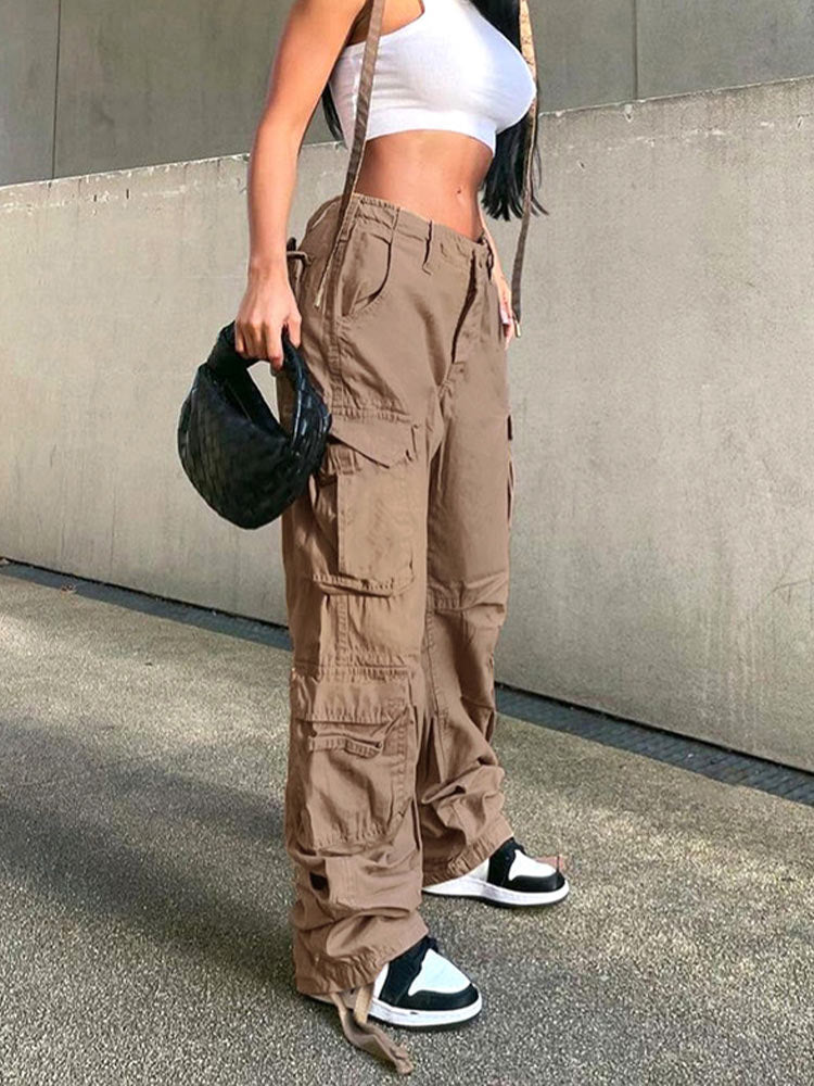 swvws Cargo Pant Women Jeans Loose Trouser Sweat Pants With Pockets Vintage Long Streetwear Low Waist Casual Jogger Overalls