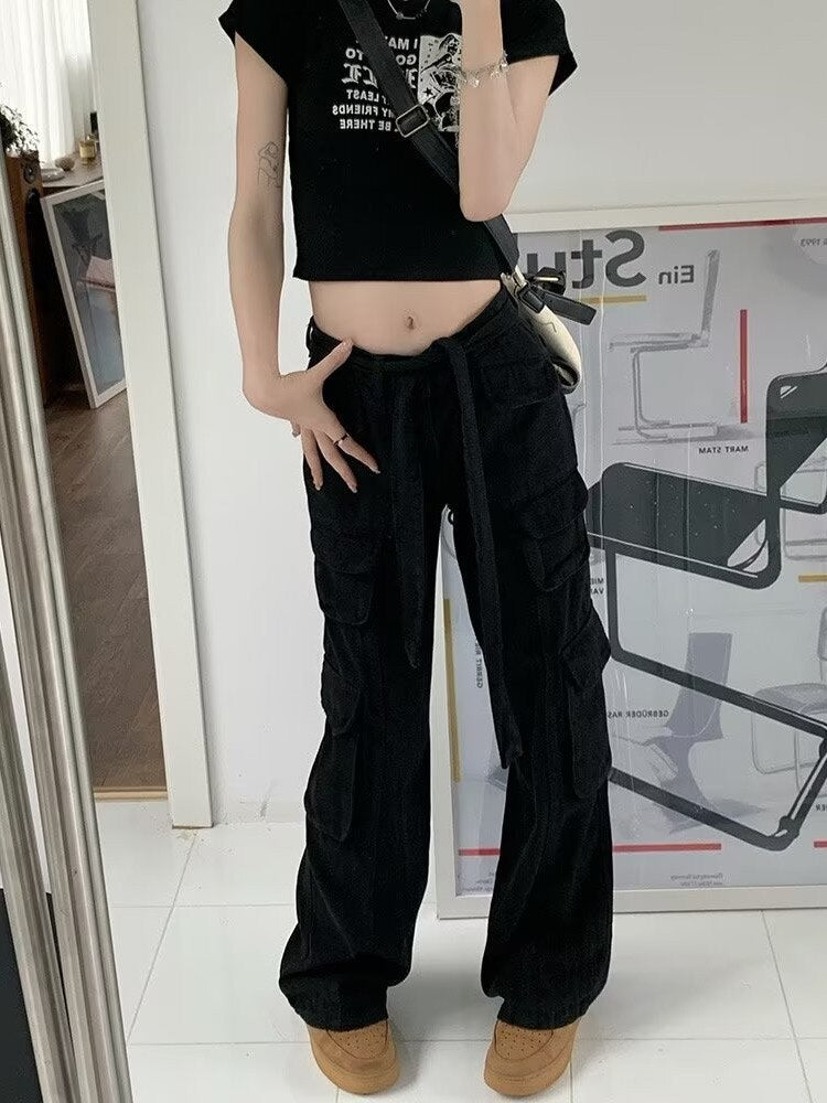 swvws trousers summer popular light-colored women's new temperament trend wide-leg pants Japanese fashion zipper jeans