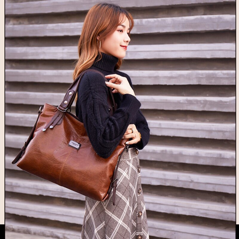 swvws New Fashion Casual Tote Bag Women Handbags Soft Leather Shoulder Bags Vintage Big Capacity Crossbody Hand Bag for Ladies