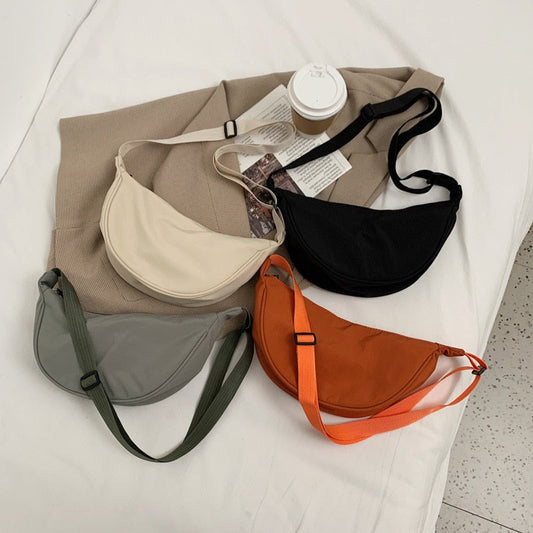 swvws  nylon messenger bag women's new trendy dumpling bag lightweight small shoulder bag armpit bag simple shoulder canvas bag