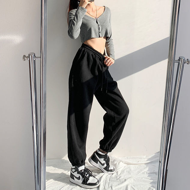 swvws Harajuku Winter Warm Gray Joggers Sports Pants Women Korean Fashion Fleece Velvet Oversize Black Jogging Sweatpants Baggy