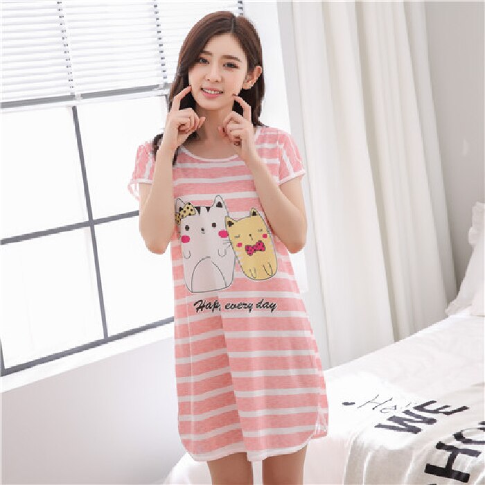 swvws Cartoon Nightdress Women's Summer New Short-Sleeved Nightdress Pregnant Pajamas Women Sleepwear Sexy Nightgown