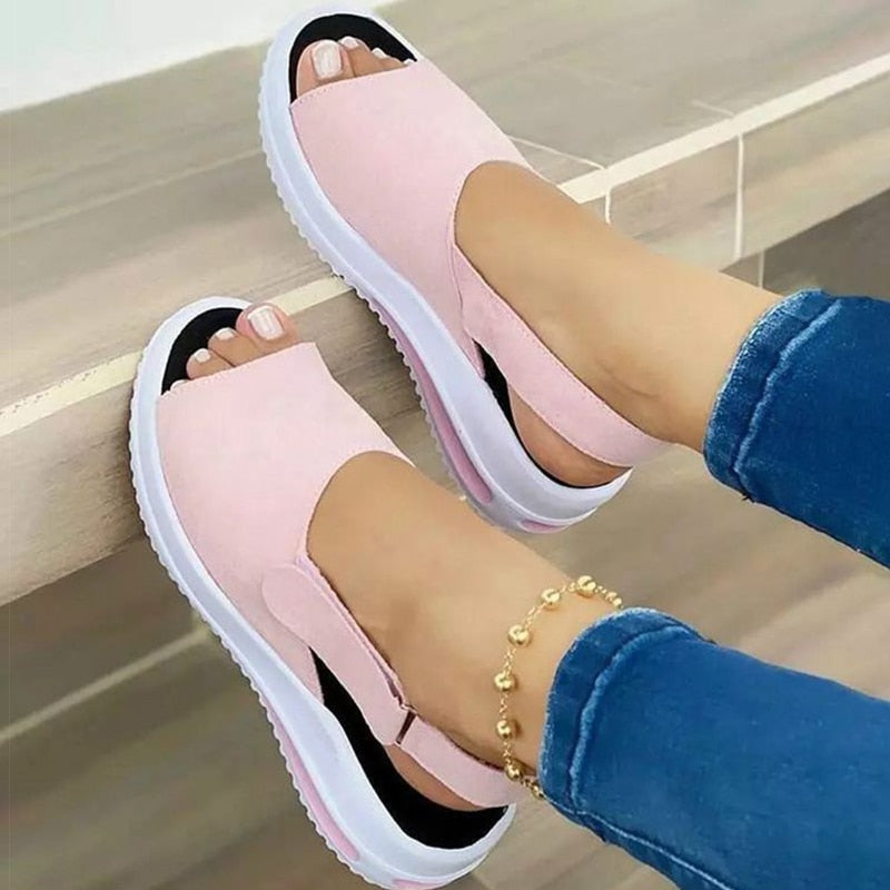 swvws Women Sandals Peep Toe Low Heels Sandals Wedges Shoes For Women Elegant Heeled Sandalias Mujer Free Shipping Summer Sandals