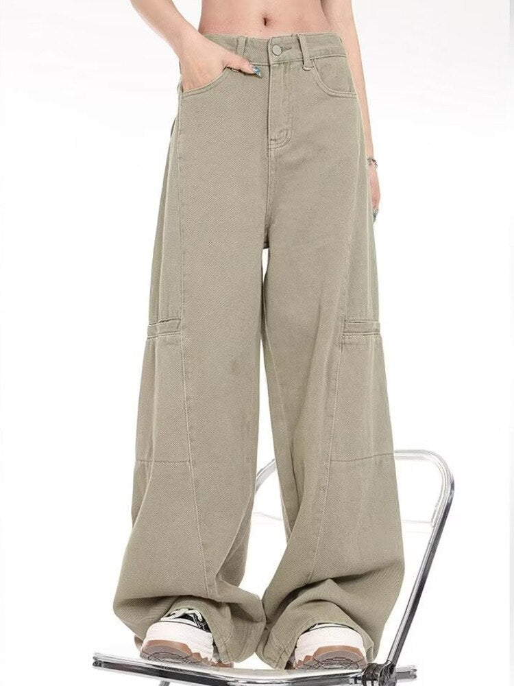 swvws Genuine Spring And Autumn Jeans Fashionable, Relaxed, Loose, Slim, Versatile Wide Leg Pants For Women's Jeans