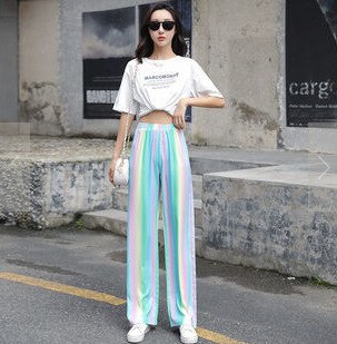 swvws Fashion Tie-Dye Casual Pants  New Summer Women's Loose Wide-Leg Pants Trousers High-Waist Straight-Leg Pants  Joggers Women