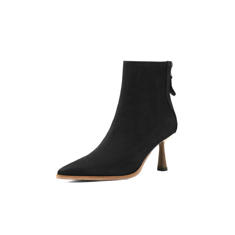 swvws Autumn Boots    NEW Fall Shoes Women Pointed Toe High Heel Shoes Genuine Leather Shoes Thin Heel Ankle Boots for Women Zipper Modern Boots