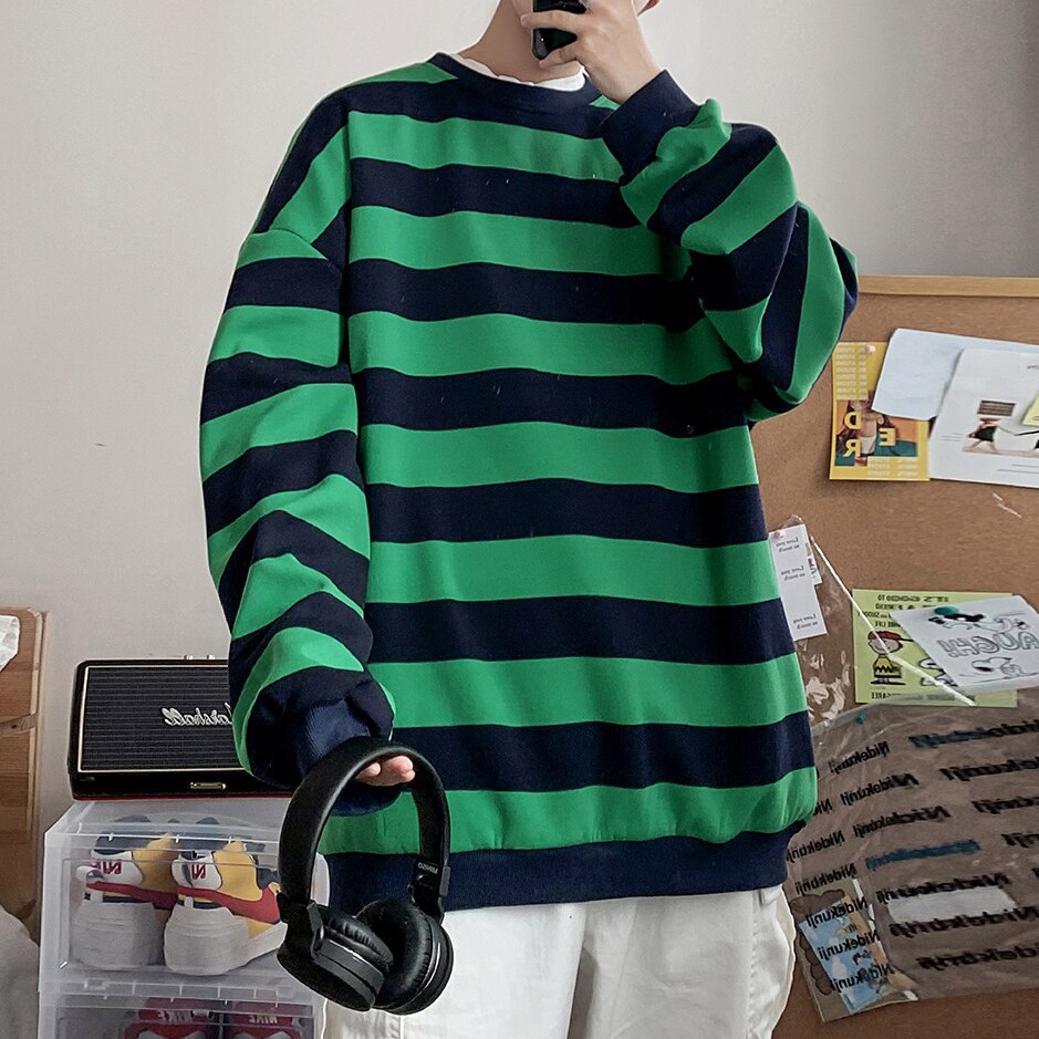 swvws Autumn Striped Sweatshirts Casual Oversized Pullovers Fashion Hip Hop Harajuku Streetwear Loose Women Jumpers Teen Couple Tops