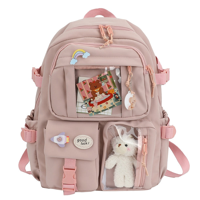 swvws NEW Cute Women Backpacks Waterproof Multi-Pocket Nylon School Backpack For Student Female Girls Kawaii Laptop Book Pack Mochilas