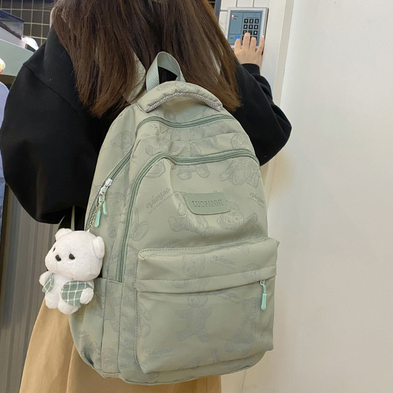 swvws New Lady High Capacity Waterproof College Backpack Girl Printing Travel Book Cute Women School Bag Fashion Laptop Student Female