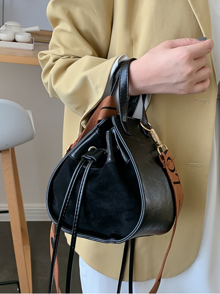 swvws  Women's Bucket Bags Female Shoulder Casual Leather For Designer  Brand Handbags Lady Pu Crossbody Drawstring Bag Purse