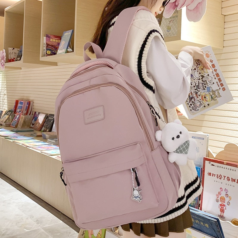 swvws Girl High Capacity Travel Book Trendy Bag Lady Waterproof Kawaii College Backpack Women School Fashion Laptop Student Female Bag