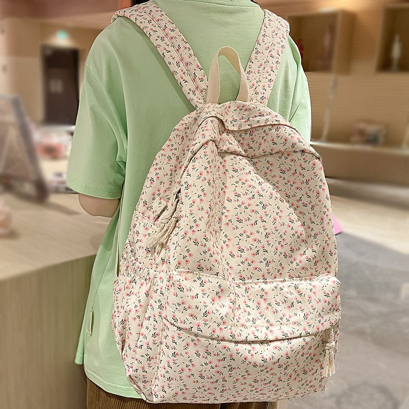 swvws Women Waterproof Floral Travel Book Backpack Female Laptop Bag Trendy Girl Print Cute Fashion Ladies College Backpack School Bag