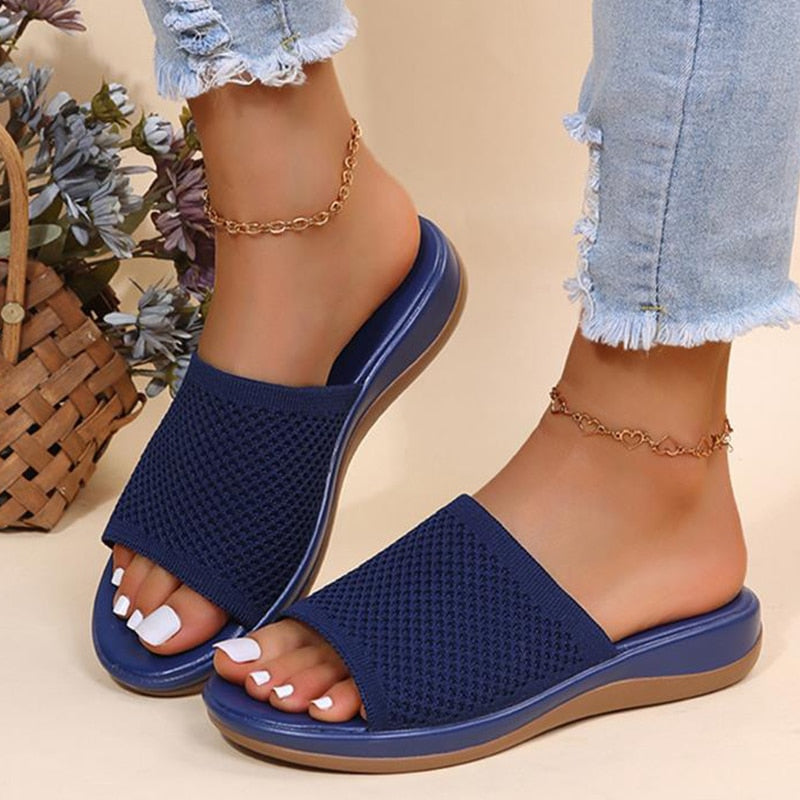 swvws Women Sandals  New Summer Sandals Shoes Women Heels Sandals Breathable Mesh Slipper Wedges Chaussure Femme Summer Flip Flops