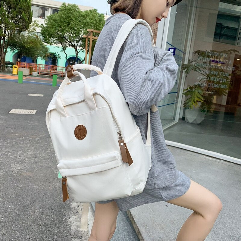 BACK TO SCHOOL    Fashion Teens Bookbag Canvas Mochila for Girls Boys Black Schoolbag Backpack Women Travel Bag College Solid Rucksack