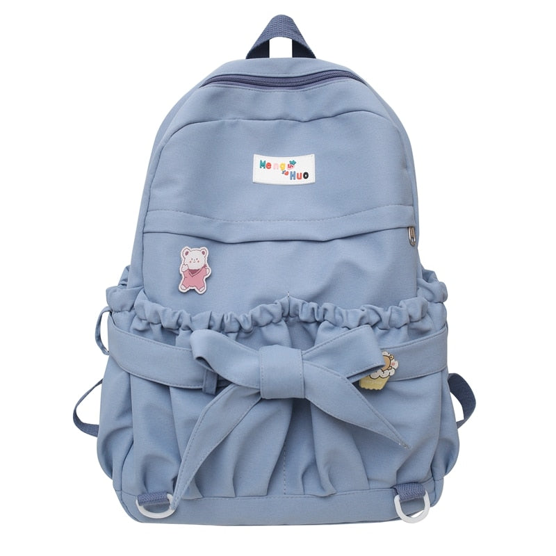 swvws Fashion Kawaii Bow Waterproof Female Laptop Backpack Ladies Nylon College Backpack Trendy Women School Bag Girl Travel Cute Bags