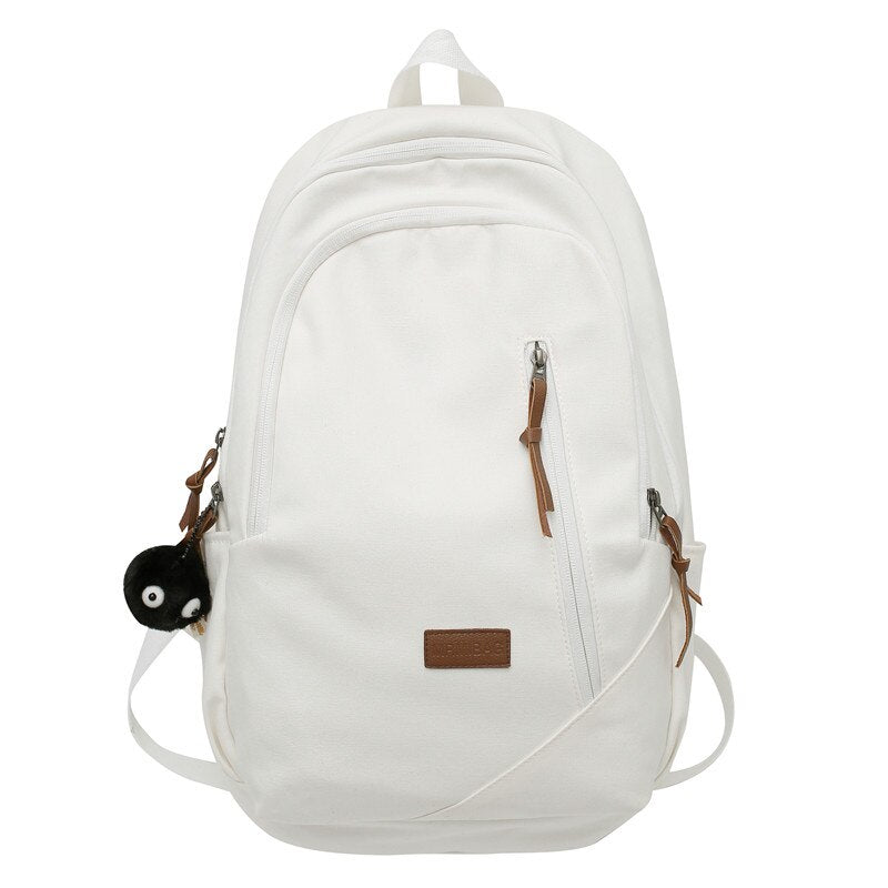 Canvas Women Backpack Female Travel Bag Backpacks Schoolbag For Teenage Girl Solid Color Multi Pocket Backpack Schoolbag