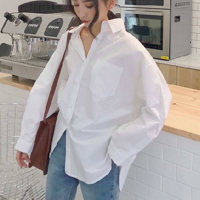 swvws Spring Autumn Women Shirts Oversized Cotton White Blouse Femme Long Sleeve Loose Oversized Blouses Tops Casual Blusas