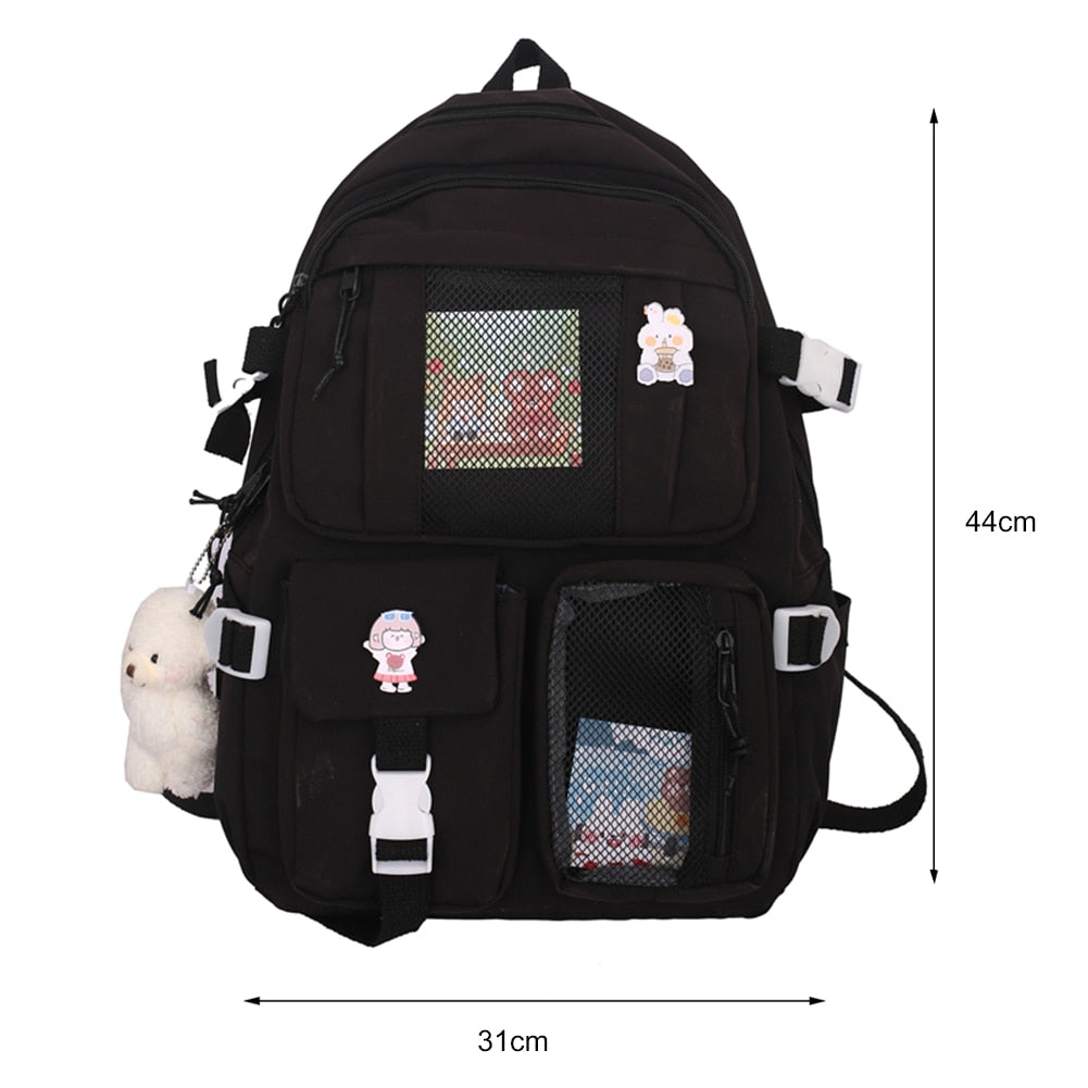 swvws  Girls Aesthetic Backpack Cute School Bags For Student Teens Girls Pockets Kawaii Women Laptop Backpack Harajuku Mochila