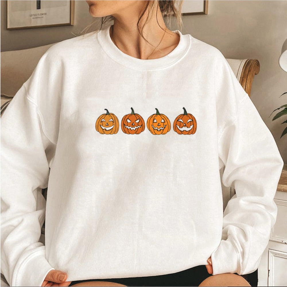 swvws Halloween Costume Pumpkin Sweatshirt Jack-O-Lantern Hoodie Halloween Crewneck Sweatshirt Fall Hoodies Unisex Sweatshirt Hoodie Spooky Season Tops