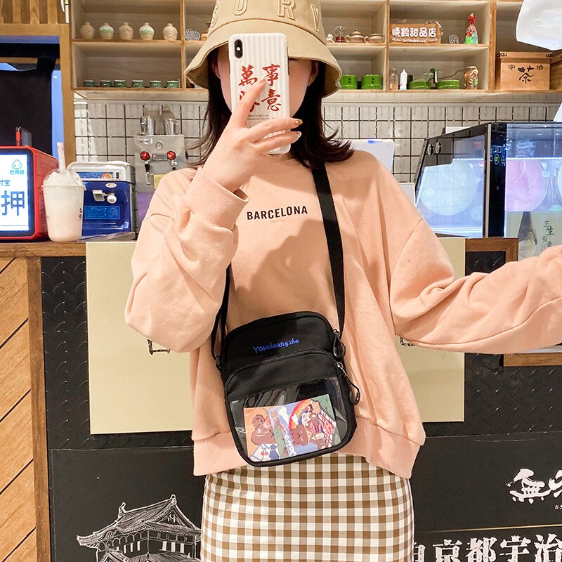 swvws  Japanese Harajuku Itabag For Teenage Girls Transparent Bag Crossbody Bags For Women Purses and Handbags Small Ita Bag Canvas Bag