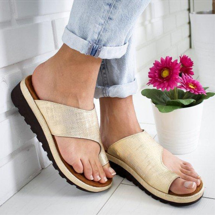 swvws Women Sandals Casual Flip-flops Summer Shoes Woman Wedges Sandals Platform Heels Sandalias Mujer Big Toe Foot Correction Shoes