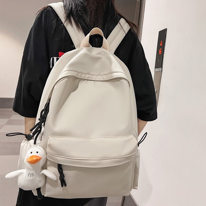 BACK TO COLLEGE   Trendy Men Rucksack Fashion Simple Solid Color Bookbag Teenager Women Backpack Girl School Bag Black Laptop Mochila