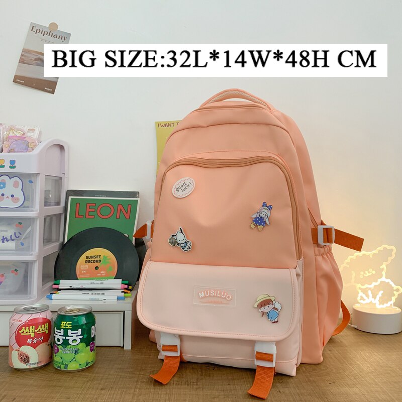 Back to school  Cute Girl Waterproof Backpack Fashion Travel Women Mochila Rucksack Nylon Bookbag for Teens Schoolbag Black Laptop Bag