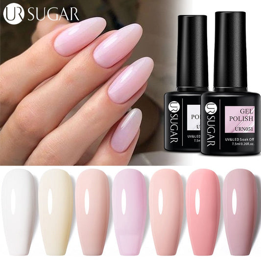 swvws  7.5Ml Pink Nude White Colors Gel Varnish Semi Permanent Soak Off UV Gel Nail Polish Hybrid Varnish Nails Art Manicure