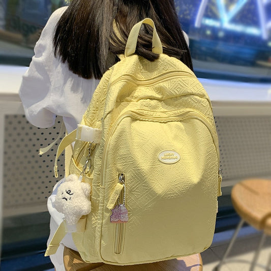 swvws Trendy Women Yellow Laptop School Bag Girl Travel Kawaii Book Backpack Fashion Lady Leisure Bag Female Cute College Backpack New