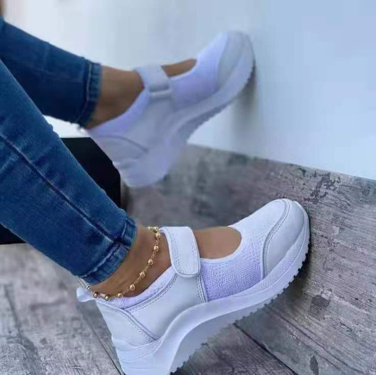 Wenkouban Mesh Breathable Sneakers Shoes For Women 2023 Fashion Velcro Wedge Platform Women's Shoes Outdoor Walking Casual Sport Shoes