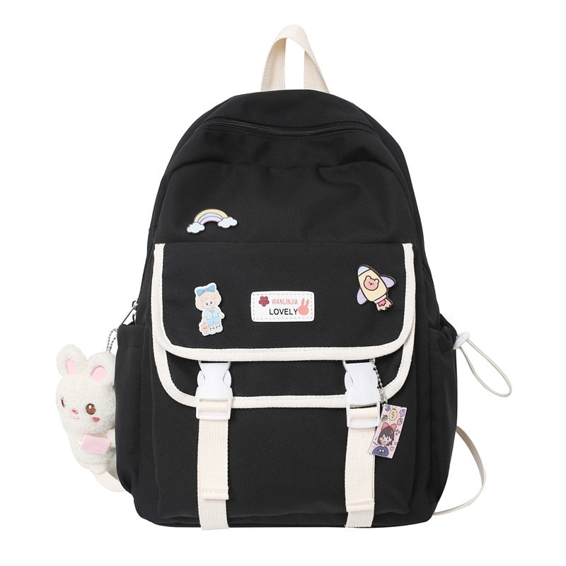 swvws Trendy Girl Cute Pink Travel Book Backpack Women Nylon School Bag Lady Kawaii College Backpack Fashion Female Laptop Student Bag