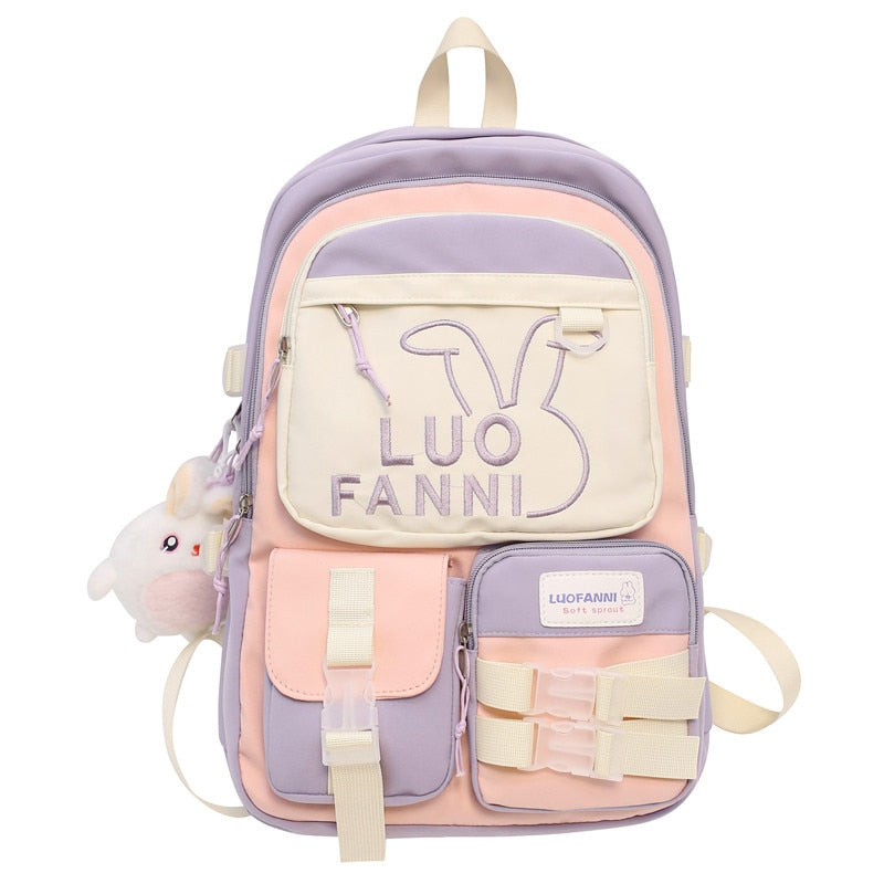 swvws Kawaii Girl Waterproof Travel Embroidery Book Backpack Female Laptop Student Lady College Backpack Fashion Women Cute School Bag