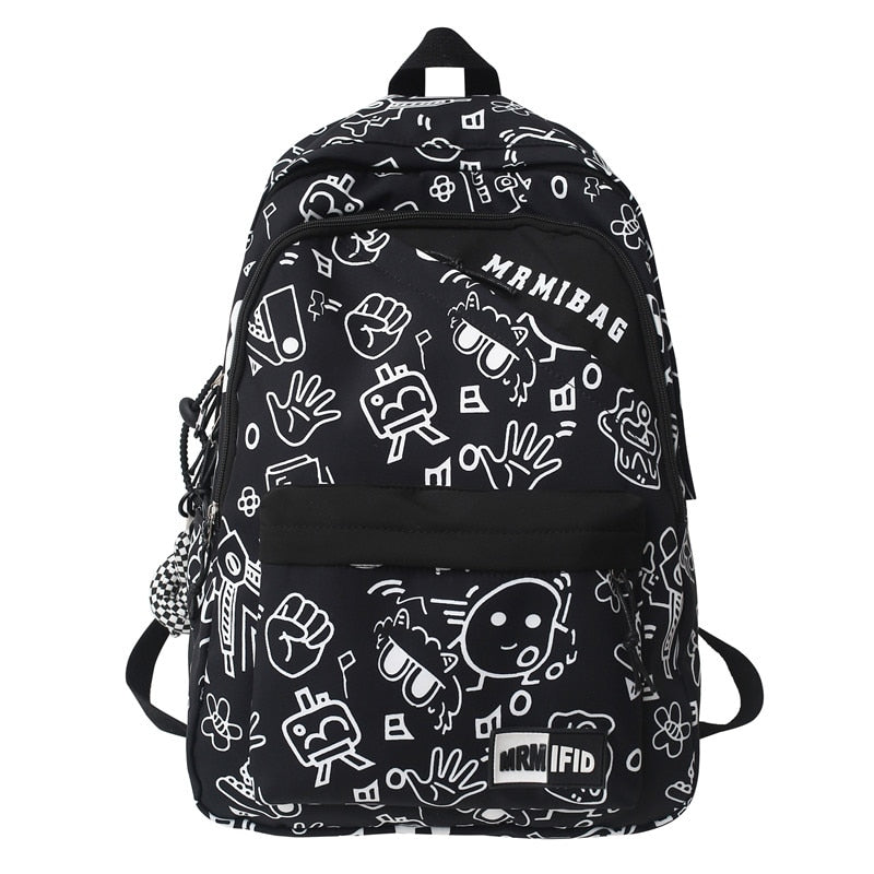 swvws New Fashion Girl Graffiti Design Bookbag for Teens Backpack Colleg Cute Schoolbag Laptop Rucksack Women Mochila Travel Bag