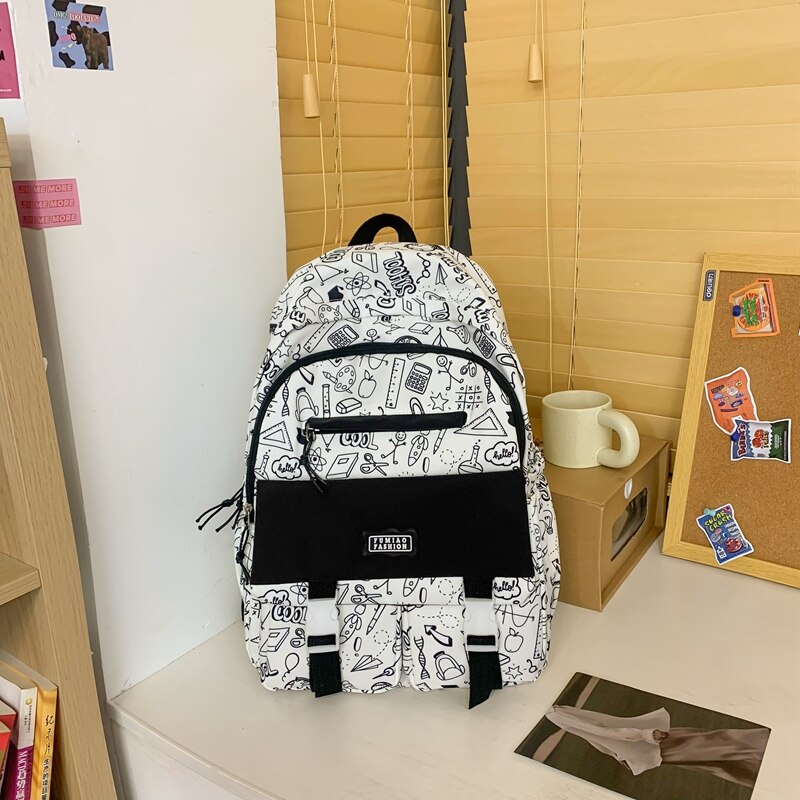 BACK TO COLLEGE  Fashion Waterproof Graffiti Backpack for Teens Student Bookbag Girl Shoolbag Travel Women Mochila College Laptop Bag