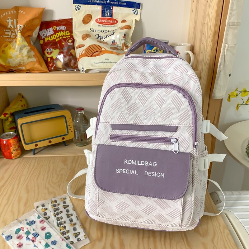 BACK TO COLLEGE  Women Rucksack Fashion Teen Cute Schoolbag for Girl High School Mochila Waterproof Nylon Bookbag Kawaii Backpack Lady