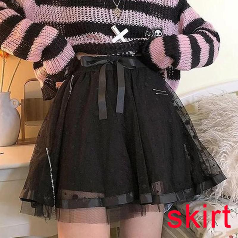 swvws Pink Striped Gothic Sweaters Women Ripped Holes Loose Knitted Pullover Frayed Fairy Grunge Jumpers Emo Streetwear Lolita