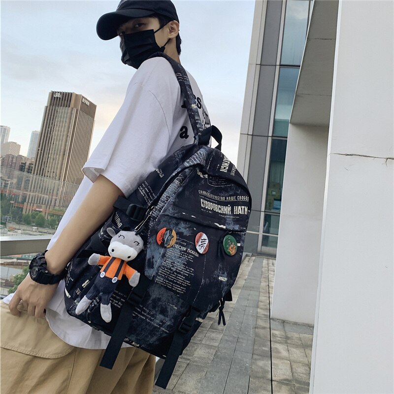 BACK TO COLLEGE  Fashion Men Backpack Student Bookbag Lover Travel Mochila Schoolbag Laptop Rucksack High School High-capacity Knapsack