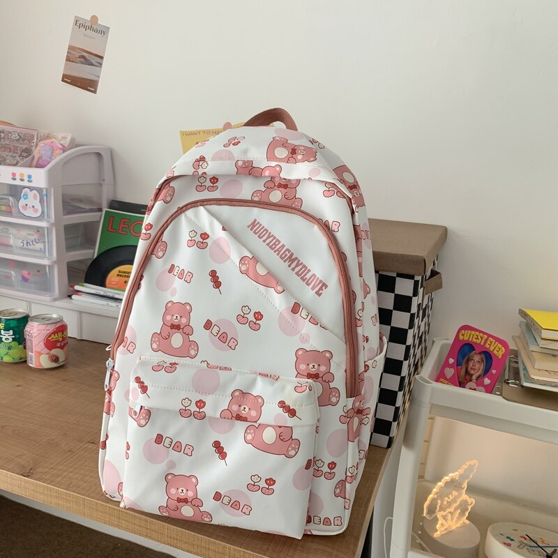 BACK TO SCHOOL   New Fashion Ladies Travel Backpack Kawaii Printing Mochila for College Laptop Bag High school Cute Bookbag Waterproof