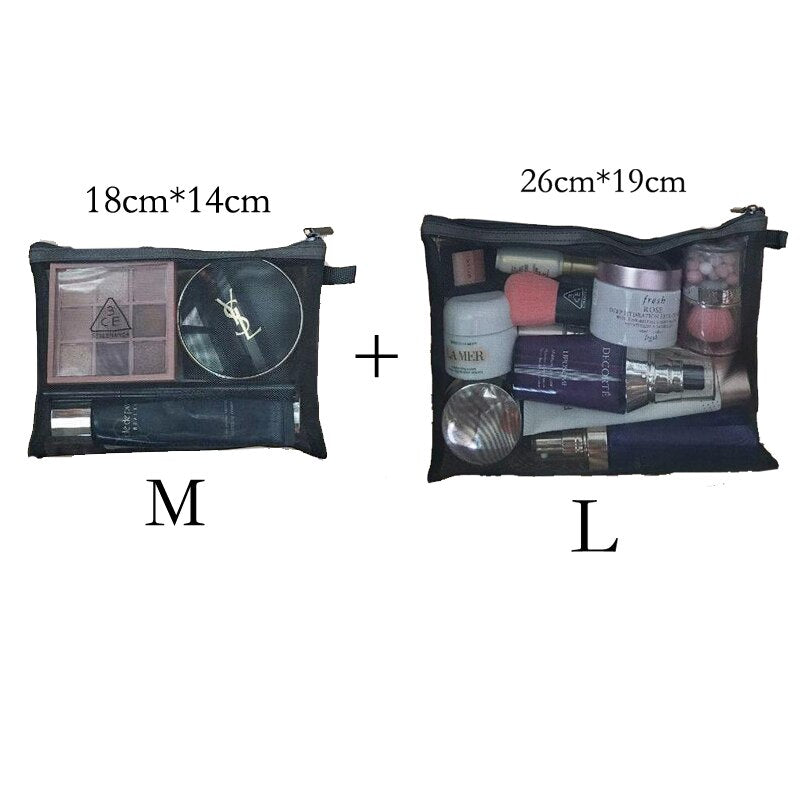 swvws  Mini Mesh Cosmetic Bag Women Portable Lipstick Bag Makeup Bag One Set Makeup Pouch Toiletry Bag Necessarie Feminina Kosmetyczka