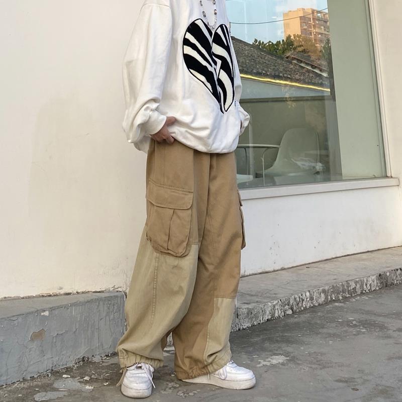 swvws Back To School  Baggy Black Cargo Pants For Men Khaki Cargo Trousers Male Vintage Loose Casual Autumn Japanese Streetwear Hip Hop