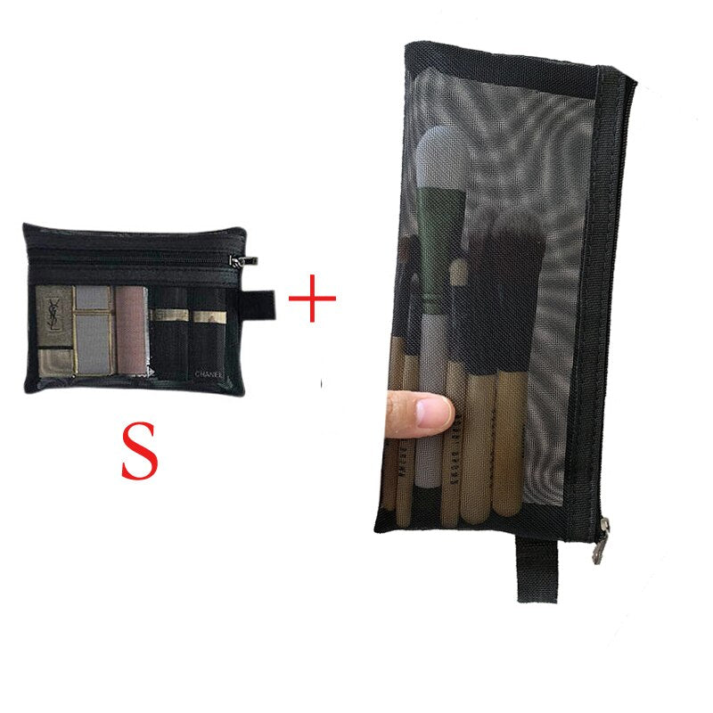 swvws  Mini Mesh Cosmetic Bag Women Portable Lipstick Bag Makeup Bag One Set Makeup Pouch Toiletry Bag Necessarie Feminina Kosmetyczka