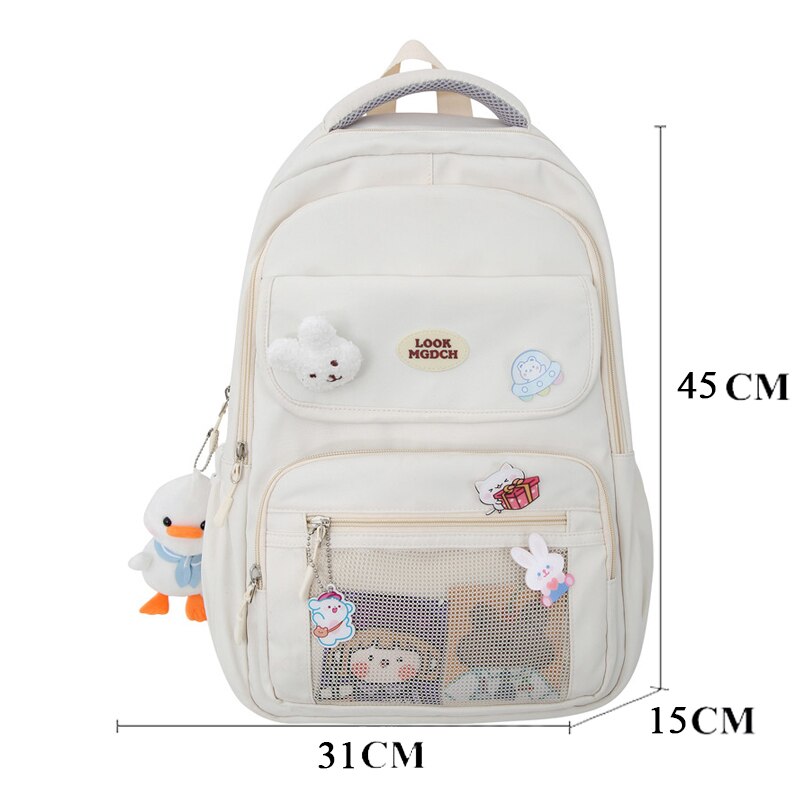 Back to school   Fashion Kawaii Student Schoolbag 2pcs Set Bag Girls Cute Waterproof Backpack Travel Mochila Teens Bookbag Shoulder Bag