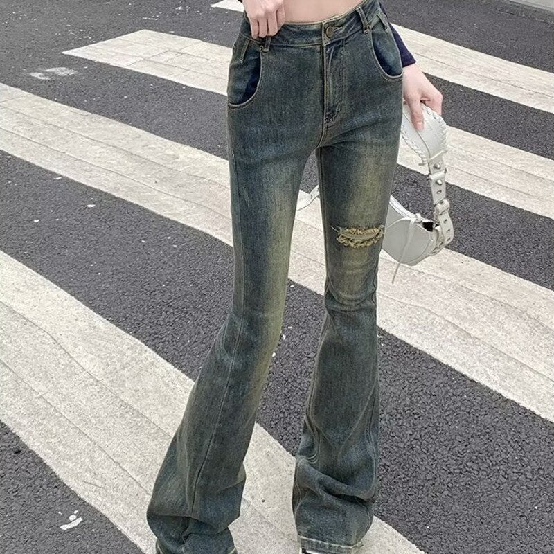 swvws Micro Flared Pants, Spring And Autumn Pants, High Waisted Jeans, Minimalist New Style, Fashionable Harajuku Women's Trend